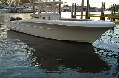 The Heaven Sent, a 34 ft Buddy Davis center console, docked at the Fort Walton Beach Yacht Basin